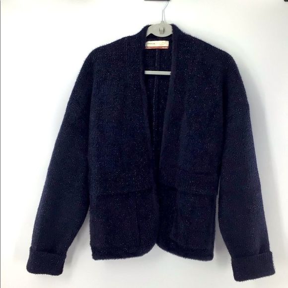 Pilcro & the Letterpress Navy Blue & Metallic Silver Cardigan One Size Fits Most - Picture 4 of 9